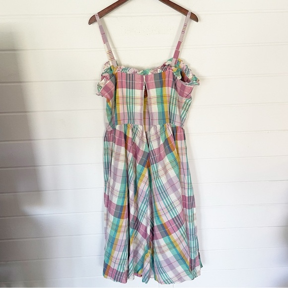 NWT $248 Polo Ralph Lauren Multicolor Madras Plaid Ruffle Midi Dress Size 14 - Picture 11 of 17